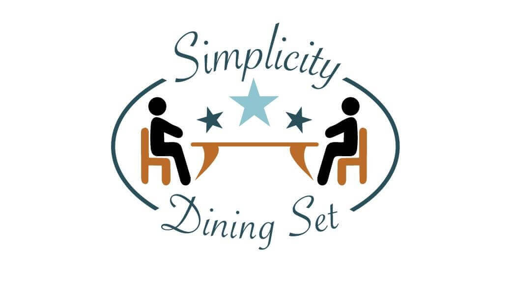 Simplicity Dining Set logo featuring two seated figures at a table with stars.