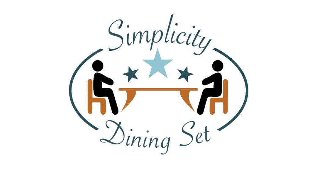 Simplicity Dining Set logo featuring two people seated at a table with stars.