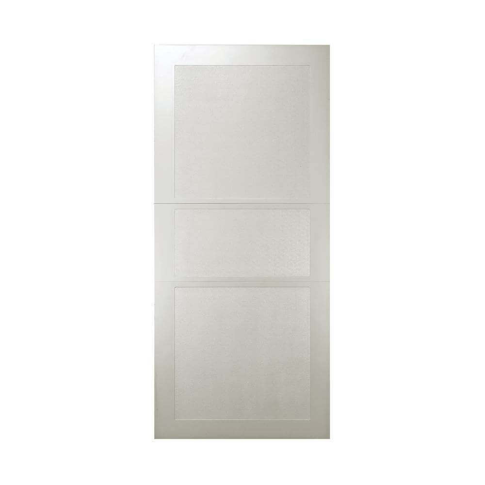 White three-panel interior door with a modern design