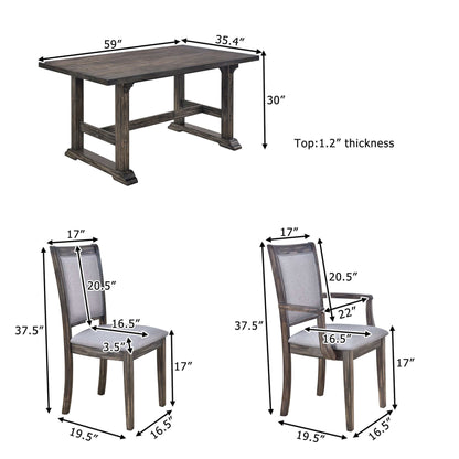 Juego de mesa de comedor con caballete TOPMAX de 7 piezas; con 6 sillas tapizadas