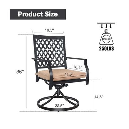 Outdoor Swivel Chairs; Supports 300 lbs. (2pcs Black-Lattice)