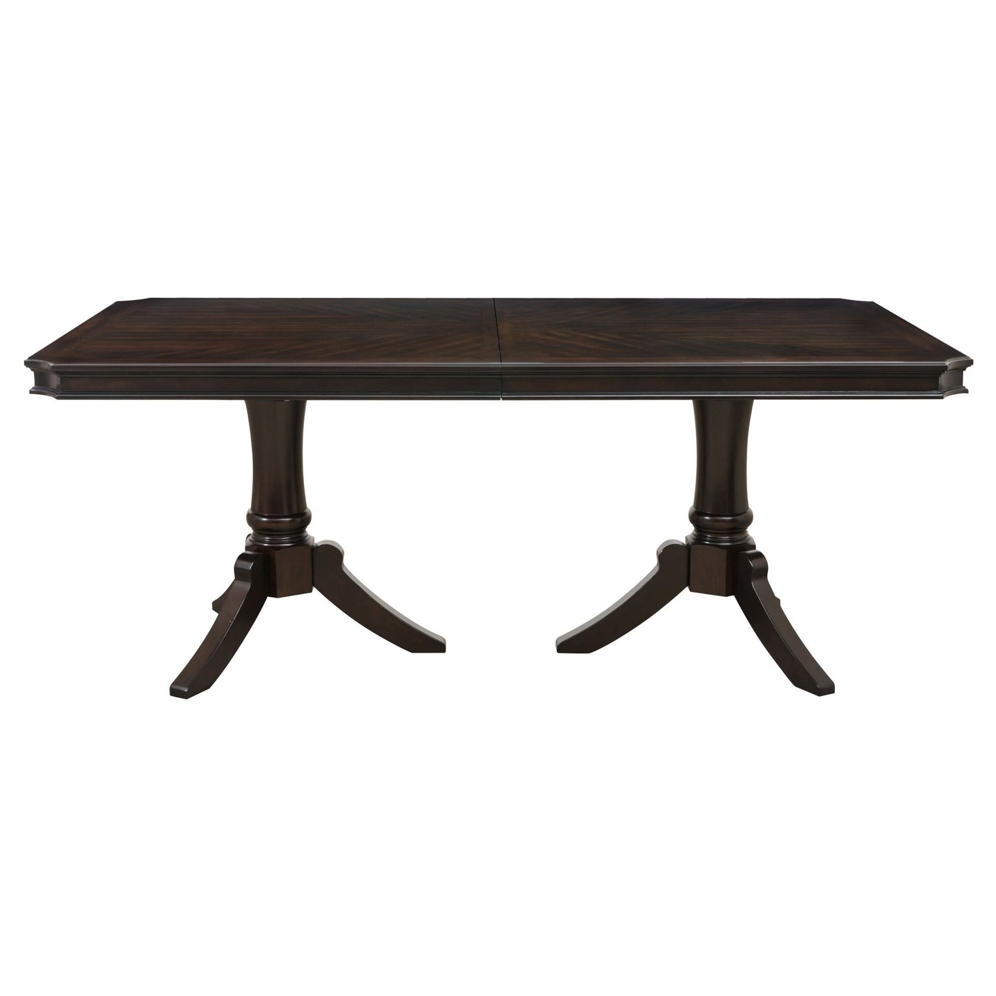 Double Pedestal Base Dark Cherry Finish 1pc Dining Table with Extension Leaf Wooden Furniture 96-inch Table