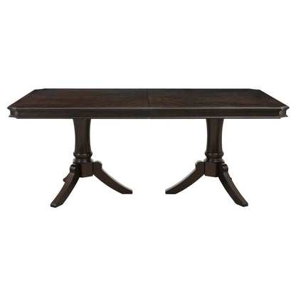 Double Pedestal Base Dark Cherry Finish 1pc Dining Table with Extension Leaf Wooden Furniture 96-inch Table