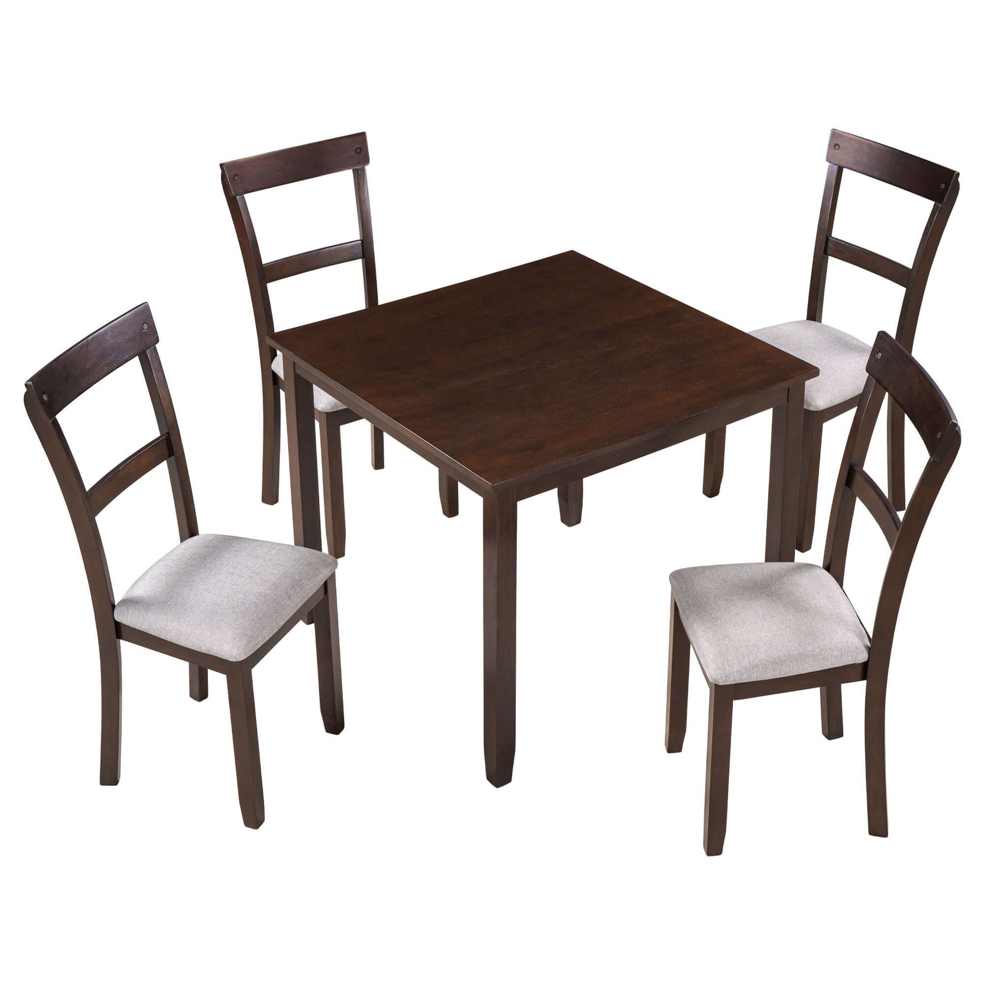 5 Piece Dining Table Set with Espresso Wooden Table and 4 Chairs for Dining Room