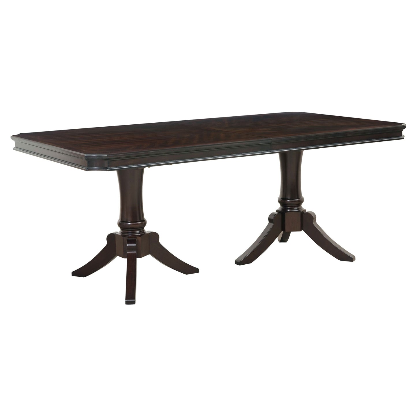 Double Pedestal Base Dark Cherry Finish 1pc Dining Table with Extension Leaf Wooden Furniture 96-inch Table