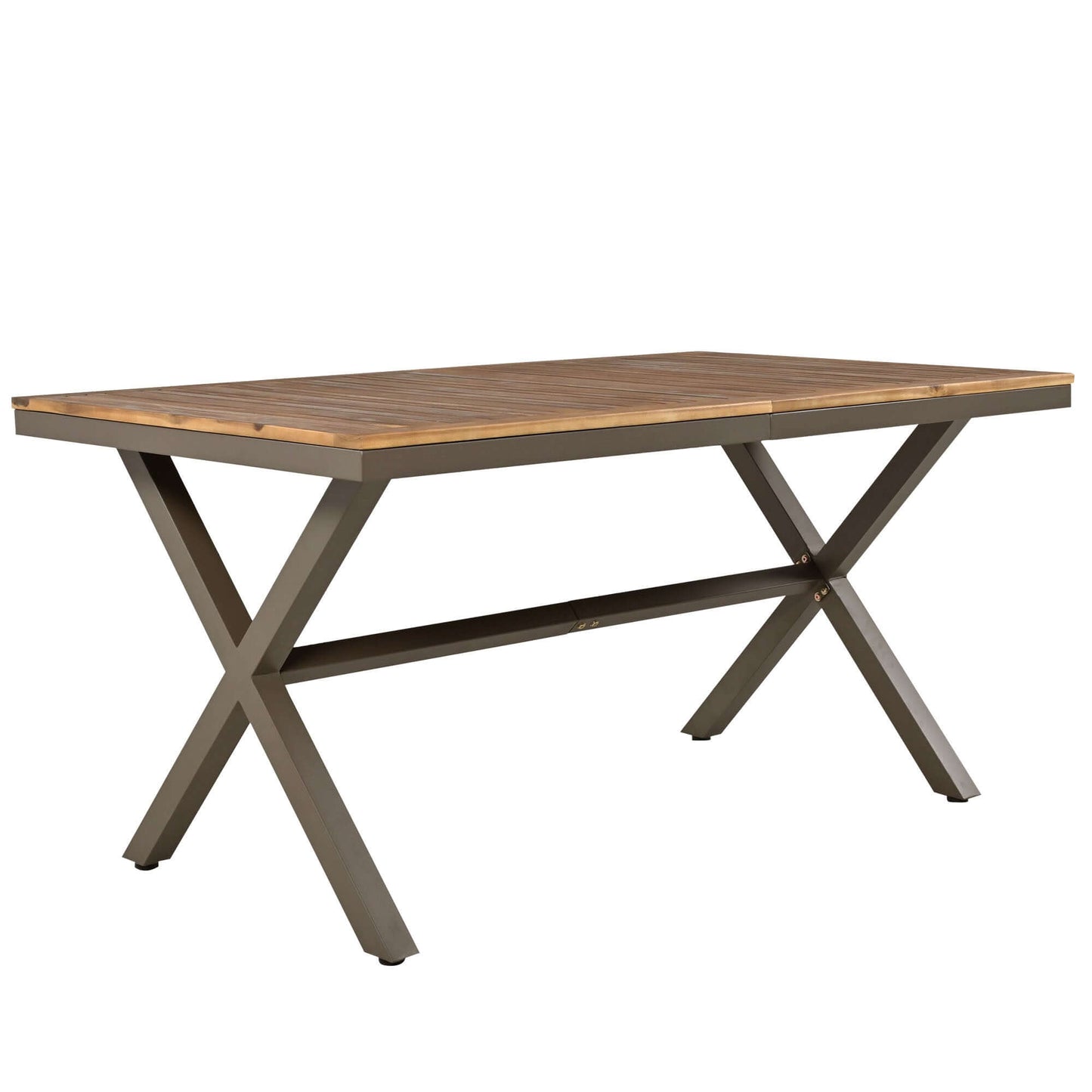 Acacia wood tabletop dining table with metal frame for outdoor patio furniture set