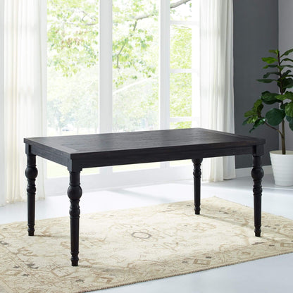 Leviton Urban Style dark wash wood dining table with carved legs, perfect for family meals and gatherings.