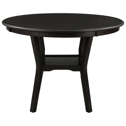 Juego de mesa de comedor de 5 piezas, mesa redonda con estante inferior, 4 sillas (Espresso)