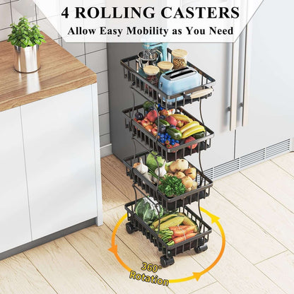 Fruit/Vegetable Basket Storage Cart on Wheels