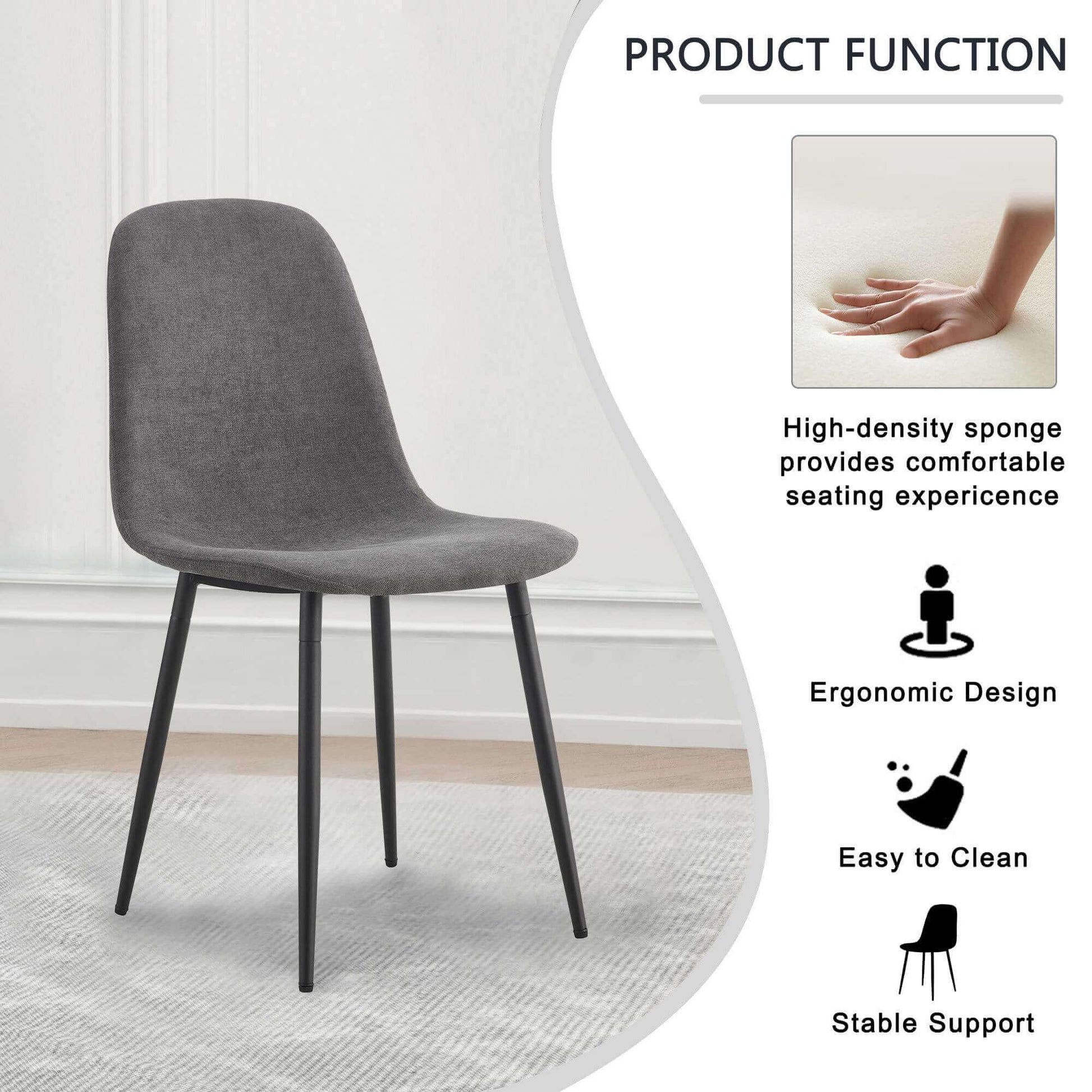 Modern Medieval Style Chair with ergonomic design, high-density sponge for comfort, easy to clean, and stable support in dark gray color.