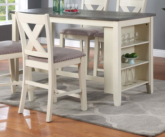 Modern Casual Counter Height Dining Table w Storage Shelves Table Only