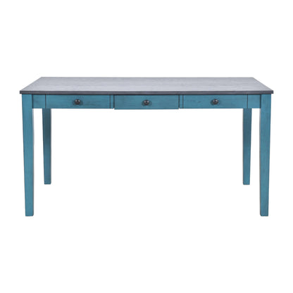 TOPMAX Mid-Century Dining Table in Antique Blue Finish