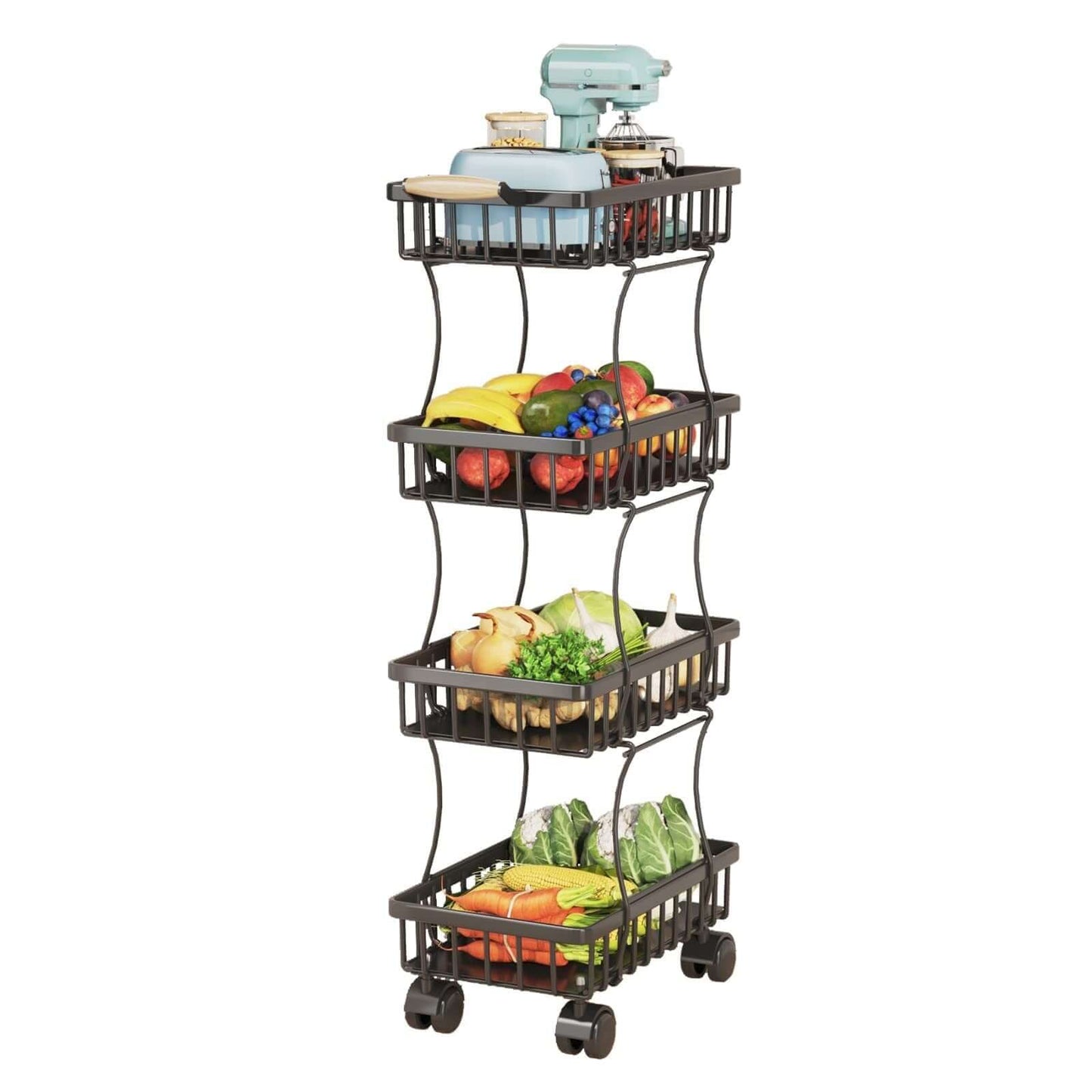 Fruit/Vegetable Basket Storage Cart on Wheels