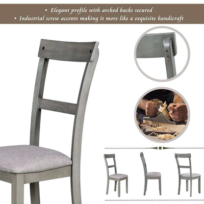 Juego de mesa de comedor industrial de madera y 4 sillas (5 piezas)