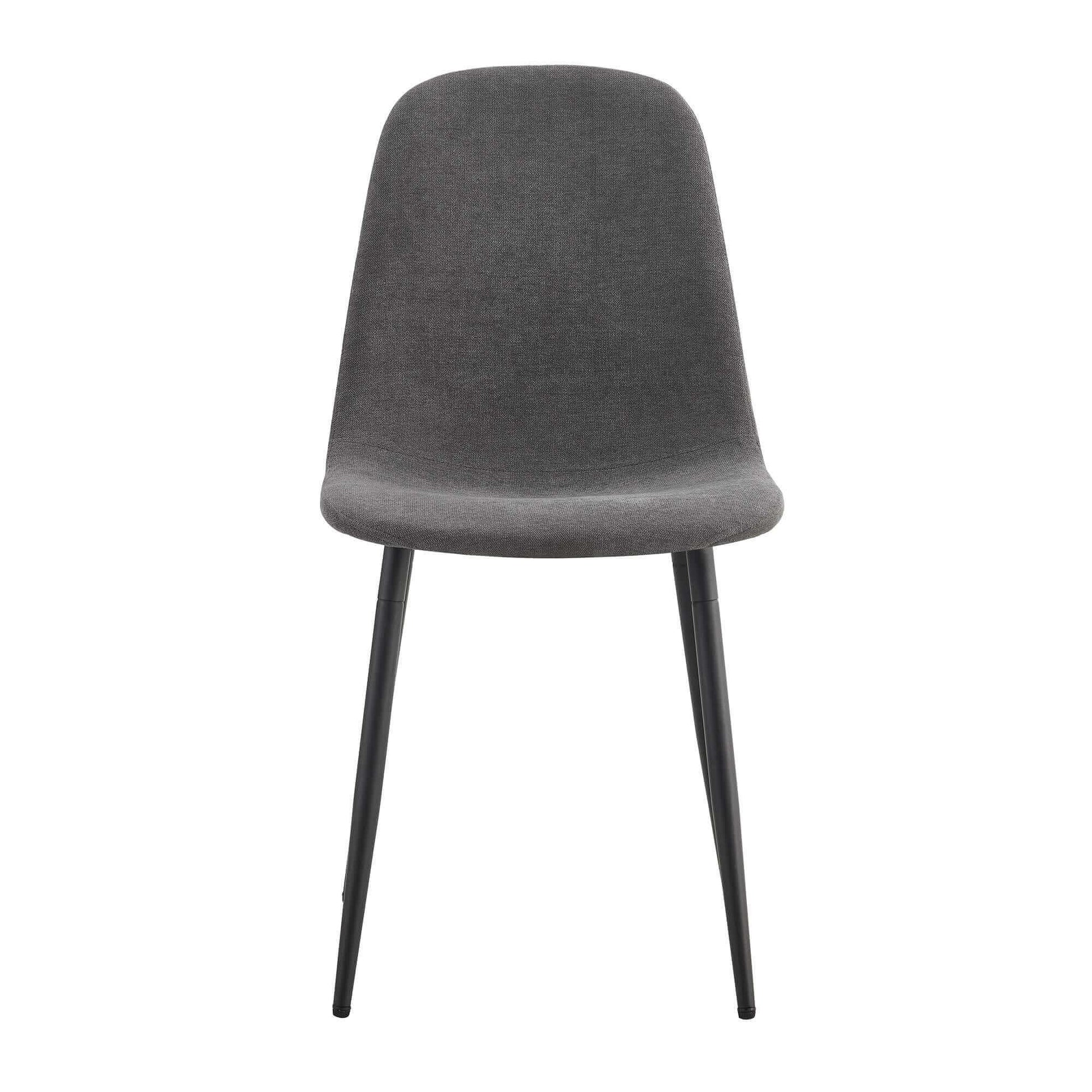 Dark gray modern medieval style chair with metal legs, perfect for kitchens, lounges, or breakrooms.