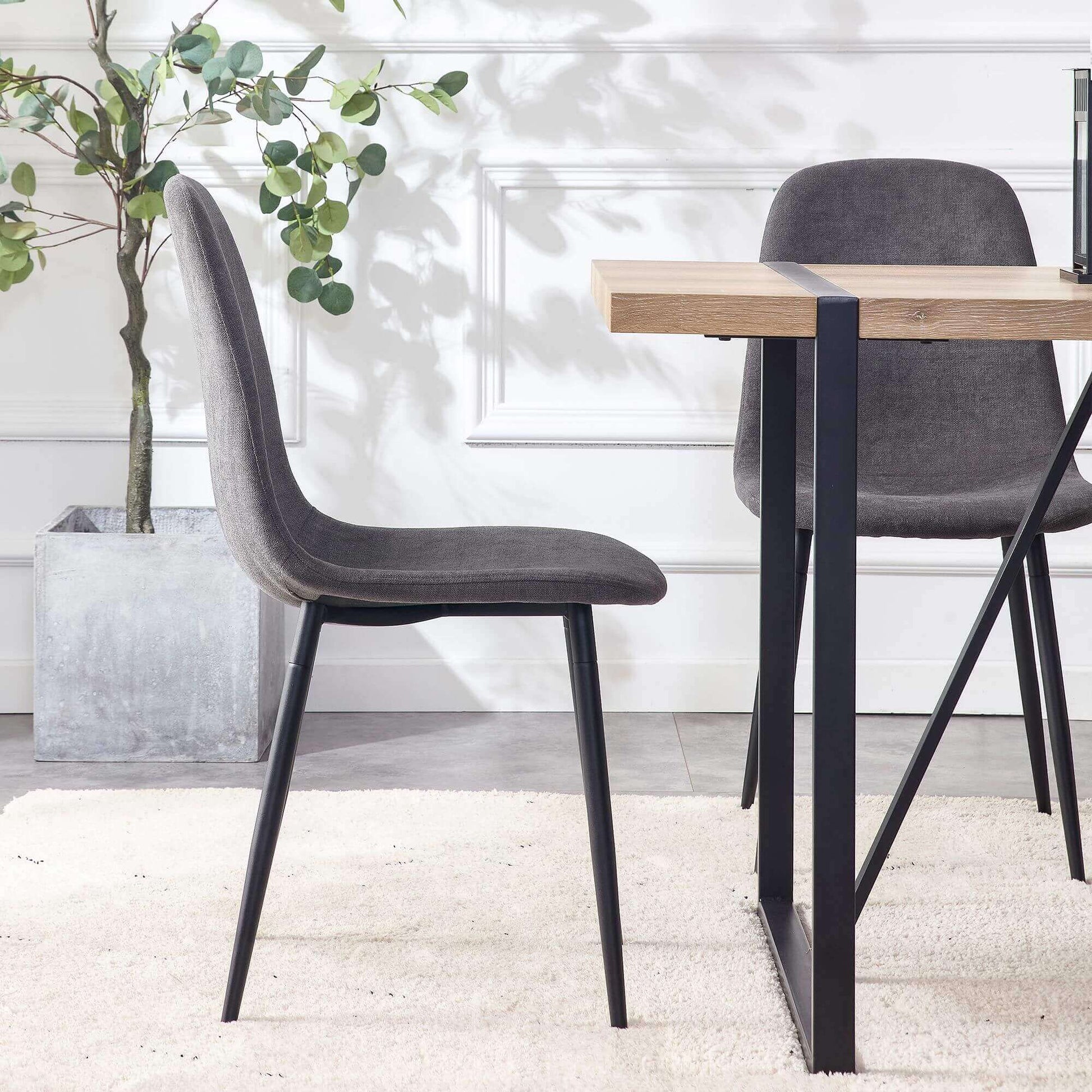 Modern Medieval Style Chairs set of 6 in dark gray, perfect for kitchens, lounges, and breakrooms; stylish and comfortable seating.