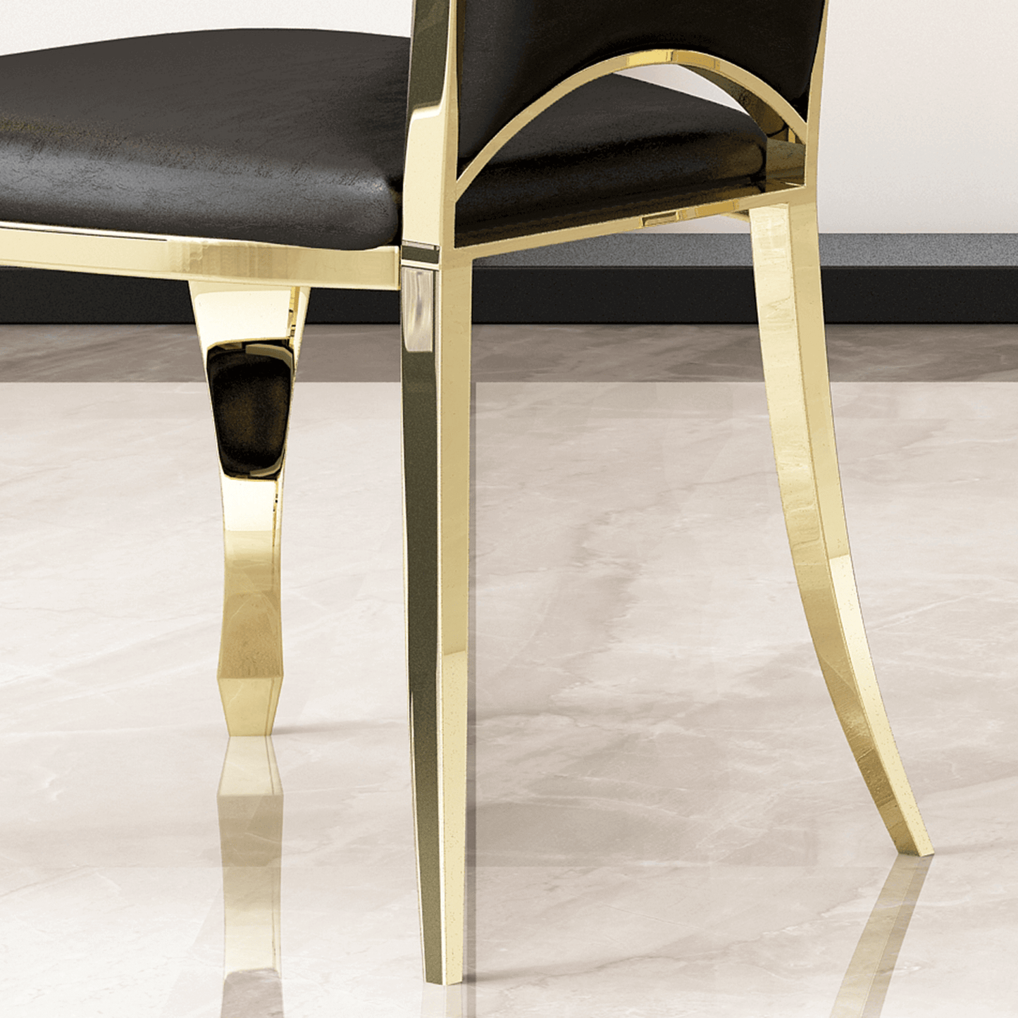 Modern Leatherette Dining Chairs; 2pc, Unique Backrest Design, Armless Chair