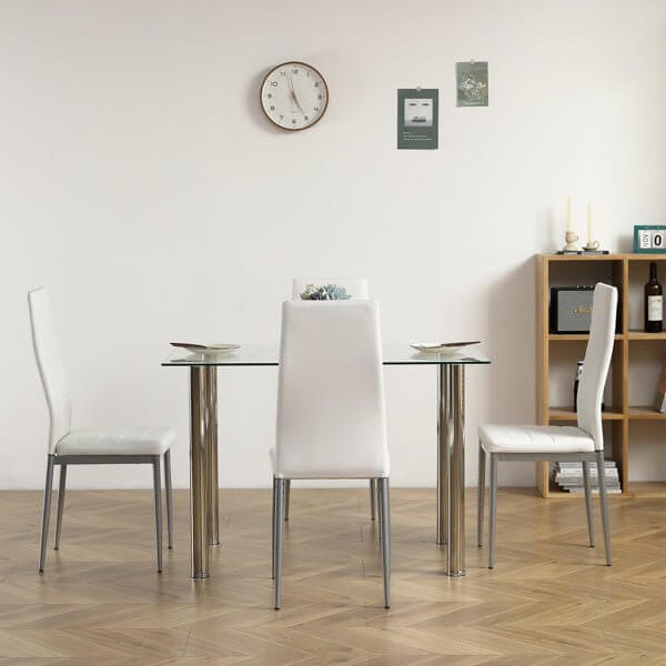 Mesa de comedor de vidrio templado con 4 sillas
