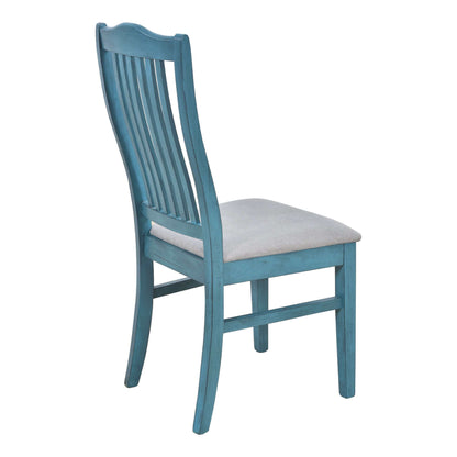 Antique blue dining chair from the TOPMAX Mid-Century 6pc Dining Table Set, featuring a cushioned seat for added comfort.