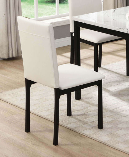 White Upholstered Chairs Set Black Metal Frame (4pc Chairs Only)