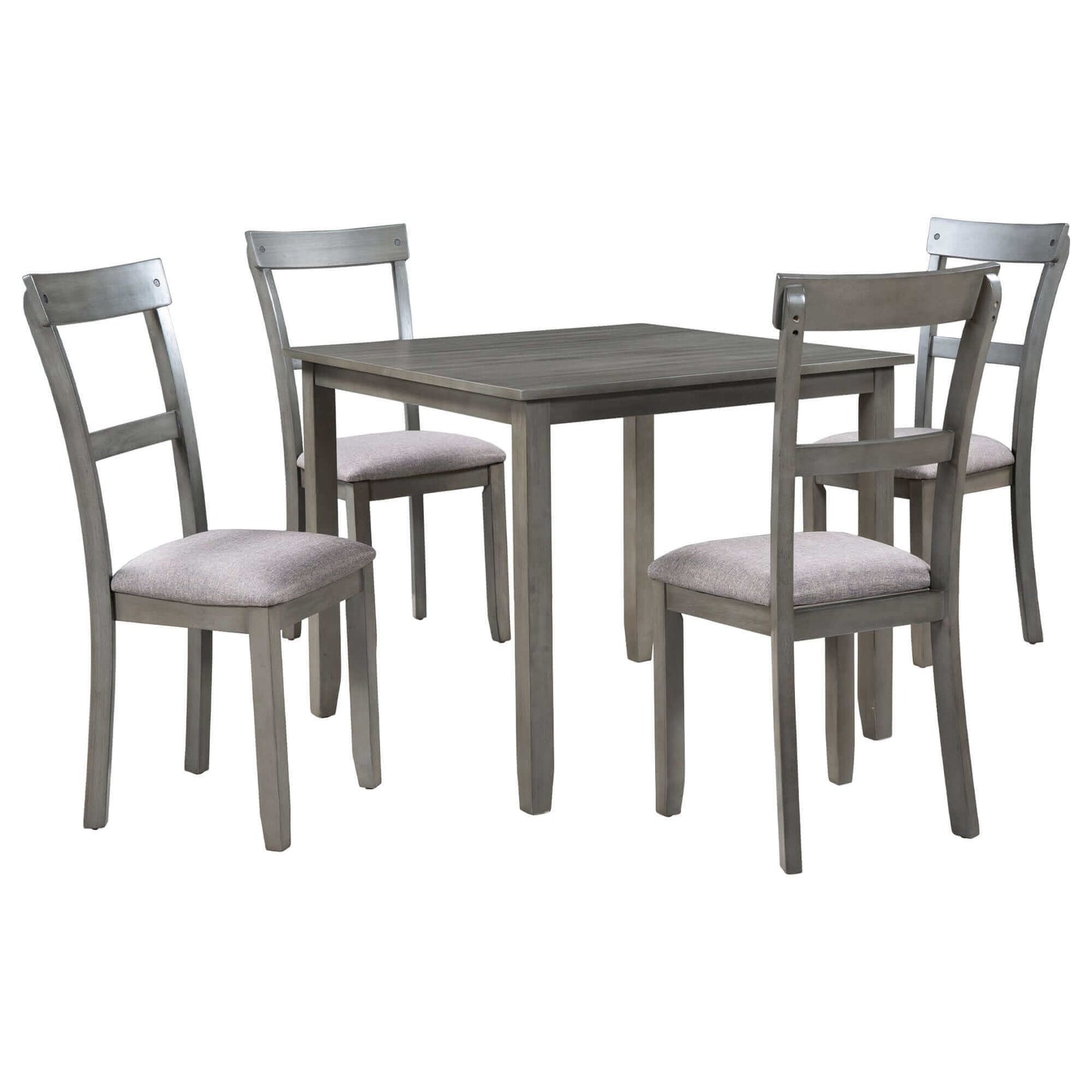 Juego de mesa de comedor industrial de madera y 4 sillas (5 piezas)