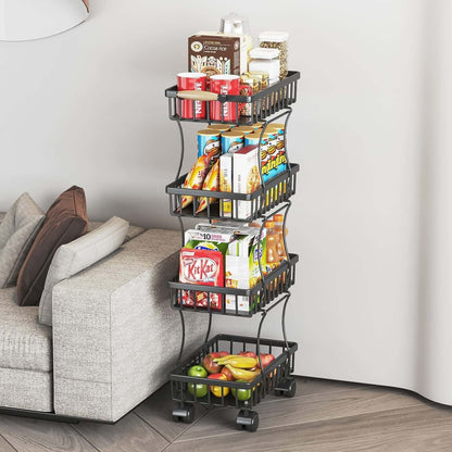 Fruit/Vegetable Basket Storage Cart on Wheels