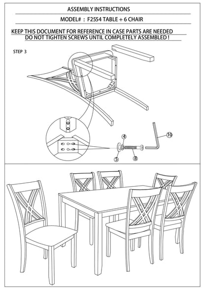 juego de comedor de 7 piezas; 6 sillas laterales, acabado espresso, asientos acolchados