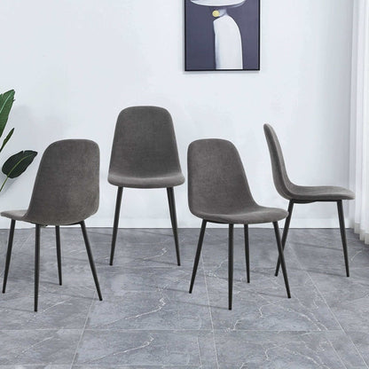 Set of 4 Modern Medieval Style Chairs in dark gray with metal legs, suitable for kitchens, lounges, and breakrooms, enhancing decor.