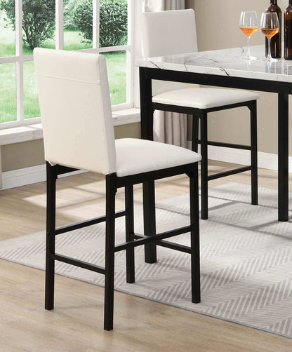 White Upholstered Counter Height Chairs Set 4pc Set Black Metal Frame