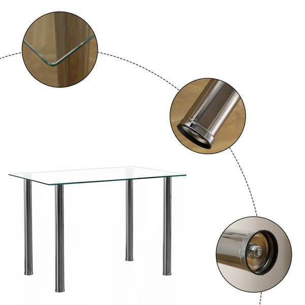 Mesa de comedor de vidrio templado con 4 sillas